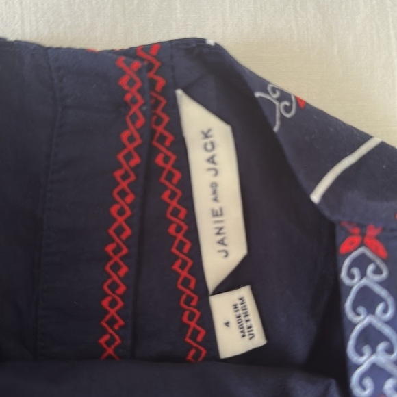 Janie and Jack Embroidered Navy Wide Leg Jumpsuit Little Girls Size 4 - Picture 5 of 5